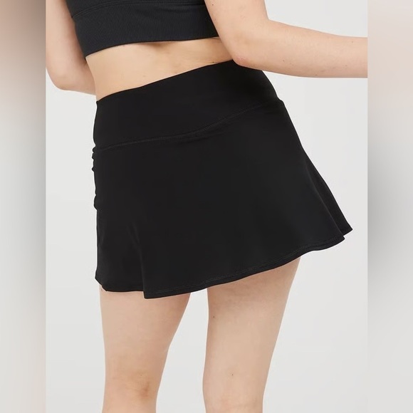 Athleisure Aerie Crossover Waist Black Tennis Skort Built In Shorts Preppy Skirt - Picture 2 of 2